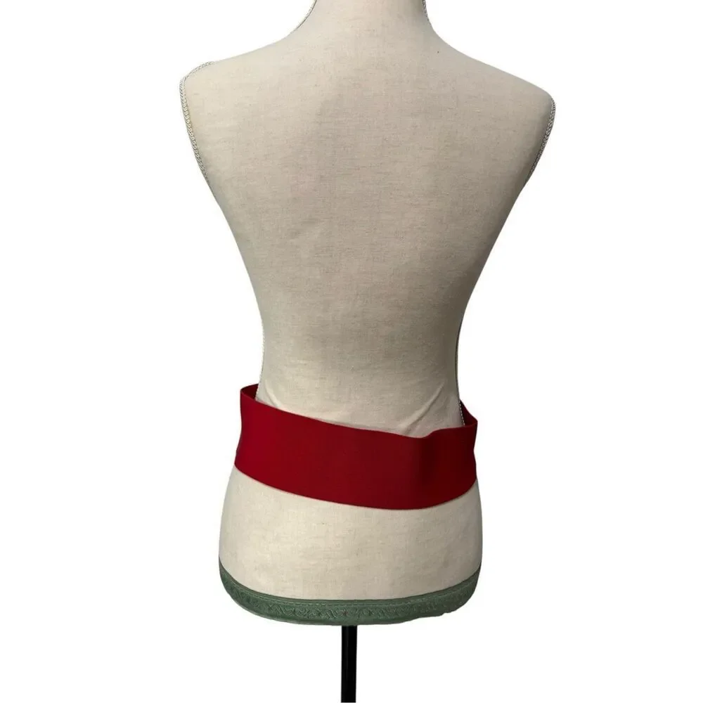 BUNDLE Black & Red Elastic Waist Chic Belt with Silver Buckle One Size